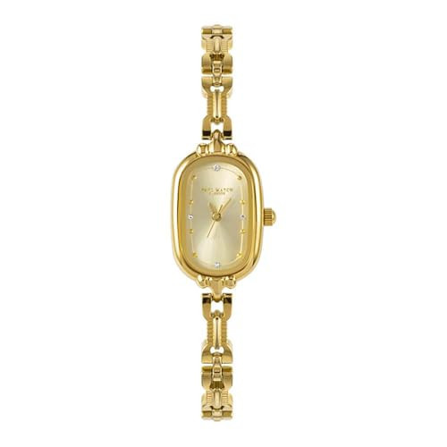CARLIEN Women Vintage Petite Bracelet Gold Dainty Watch Small Oval Analog Quartz Watch Luxury Waterproof Ladies Diamonds Wristwatch (Gold) | Amazon (US)