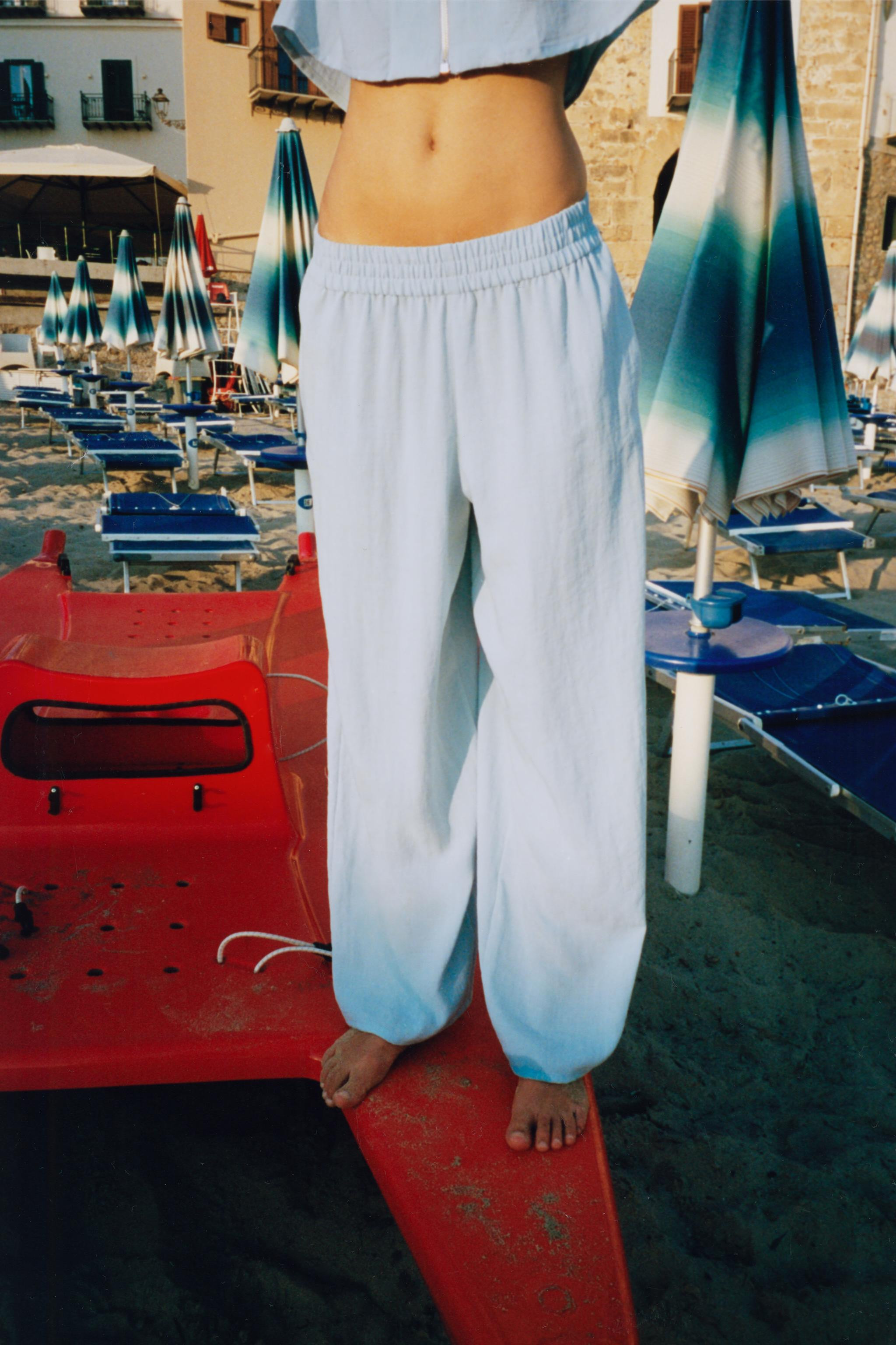 ELASTIC WAISTBAND WIDE LEG PANTS | Zara US