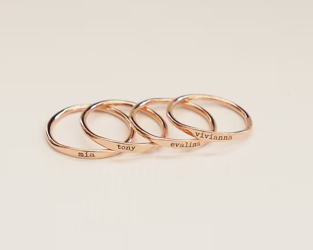 Custom Delicate Name Ring • Custom Stacking Rings • Skinny Custom Ring • Bridesmaids Gift ... | Etsy (US)