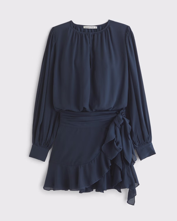 Women's Long-Sleeve Wrap Micro Mini Dress | Women's New Arrivals | Abercrombie.com | Abercrombie & Fitch (US)