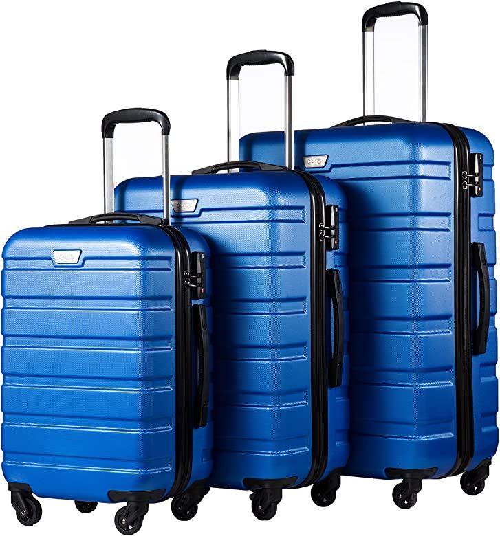 COOLIFE Luggage 3 Piece Set Suitcase Spinner Hardshell Lightweight TSA Lock 4 Piece Set | Amazon (US)