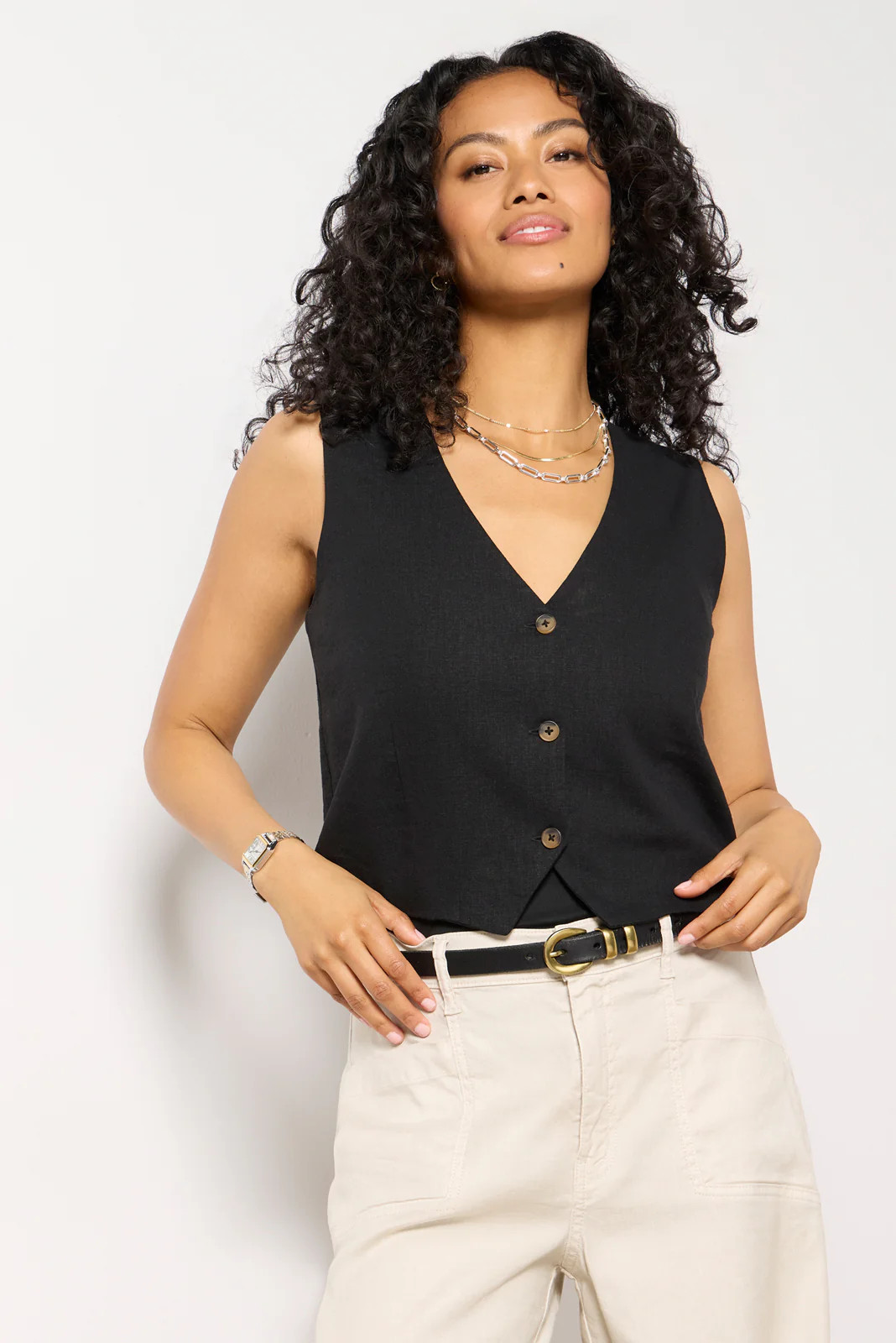 Maxine Linen Vest | Evereve