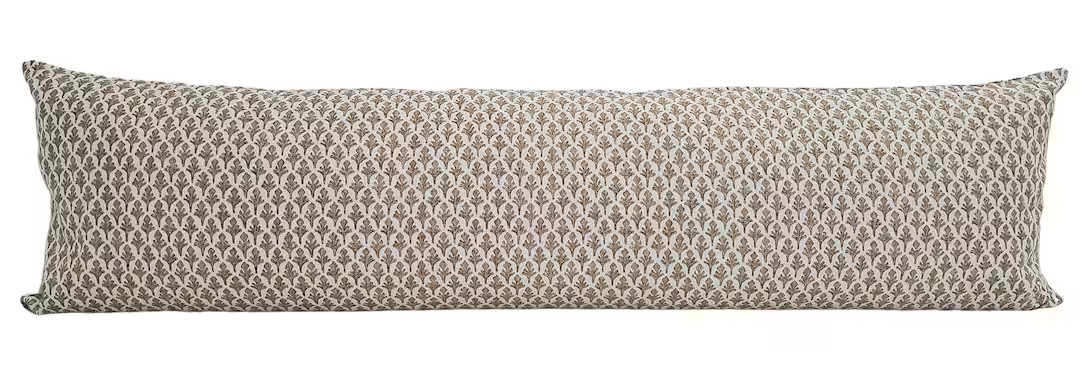 Ponce Driftwood Pillow Cover Block Print Fleur, Neutral, Bolster Pillow, Lumbar Pillow, Throw Pil... | Etsy (US)