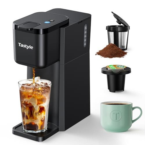 Tastyle Mini Hot and Iced Coffee Maker Single Serve, for K Cup and Ground, 6 to 14 Oz Brew Sizes, with Recipe Book, for Home, Travel, RV, Office and Dorm, Classic Black (2.0 Version) | Amazon (US)