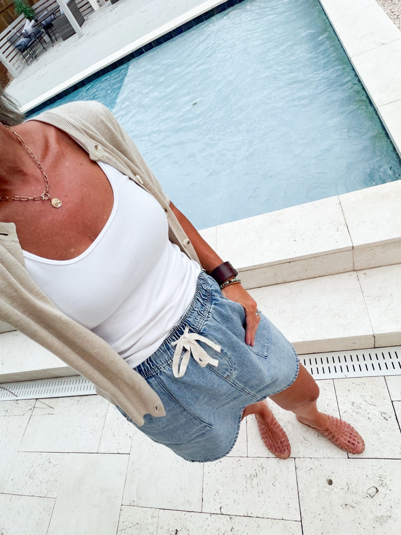 Love this cute denim skirt and jellies!! Perfect for a beach vacation!

#LTKOver40 #LTKMidsize #LTKTravel