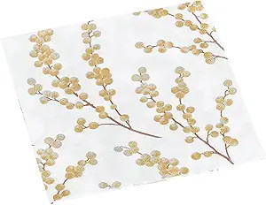 Entertaining with Caspari Berry Branches Paper Cocktail Napkin, White and Gold, Box of 40 | Amazon (US)