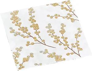 Entertaining with Caspari Berry Branches Paper Cocktail Napkin, White and Gold, Box of 40 | Amazon (US)