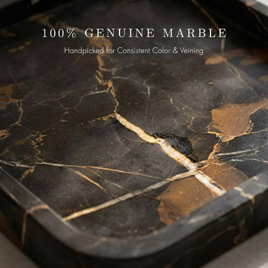 Bey-Berk Robbie Marble Valet Tray (Brown), 9" x 9" Square Stone Catchall Organizer for Keys, Wall... | Amazon (US)