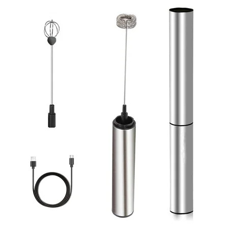 Rechargeable Milk Frother Battery Operated 2-Speed Portable Travel Frother Electric Milk Foamer Coff | Walmart (US)