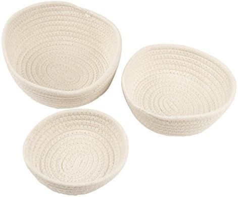 Woven Storage Baskets - 3-Pack Cotton Rope Baskets, Decorative Hampers, Collapsible Rope Storage ... | Amazon (US)