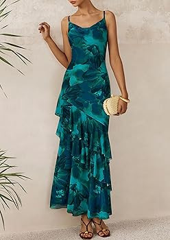 PRETTYGARDEN Maxi Dresses for Women 2026 Summer Tiered Floral Beach Sundress Spaghetti Strap Spri... | Amazon (US)