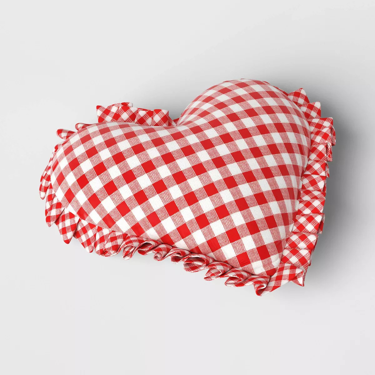 Shaped Woven Gingham Heart Throw Pillow with Ruffled Trim Red/Ivory - Threshold™ | Target