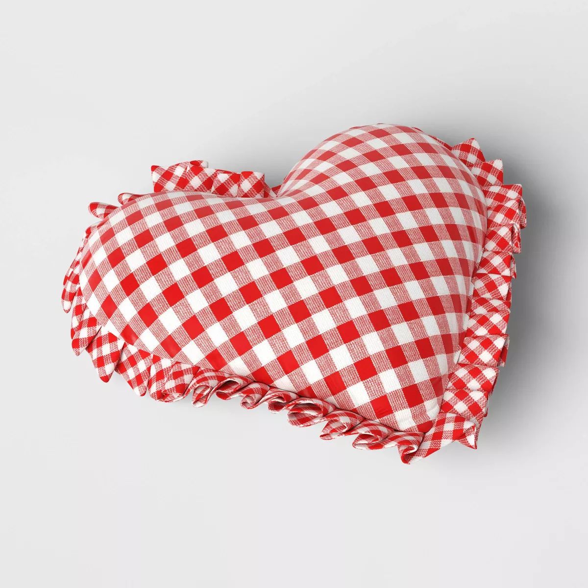 Shaped Woven Gingham Heart Throw Pillow with Ruffled Trim Red/Ivory - Threshold™ | Target