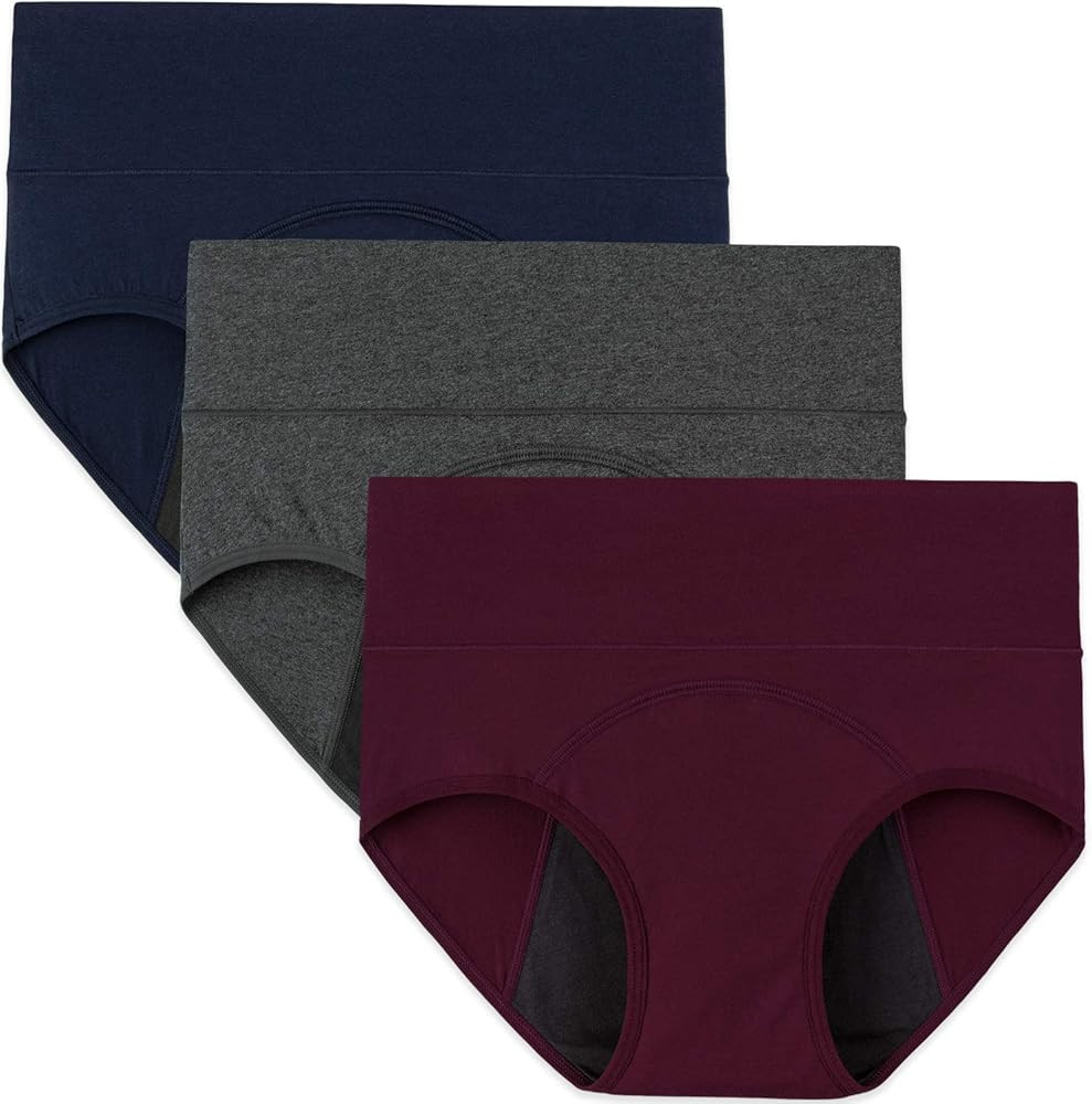 INNERSY Period Underwear for Women High Waisted Leak-Proof Postpartum Menstrual Panties 3-Pack | Amazon (US)