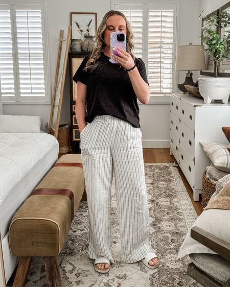 Loving these Walmart linen blend pants!! They’re perfect for summer! And under $20!! I sized down two sizes. Wearing an XS. They run big 

#LTKsalealert #LTKover40 #LTKfindsunder50