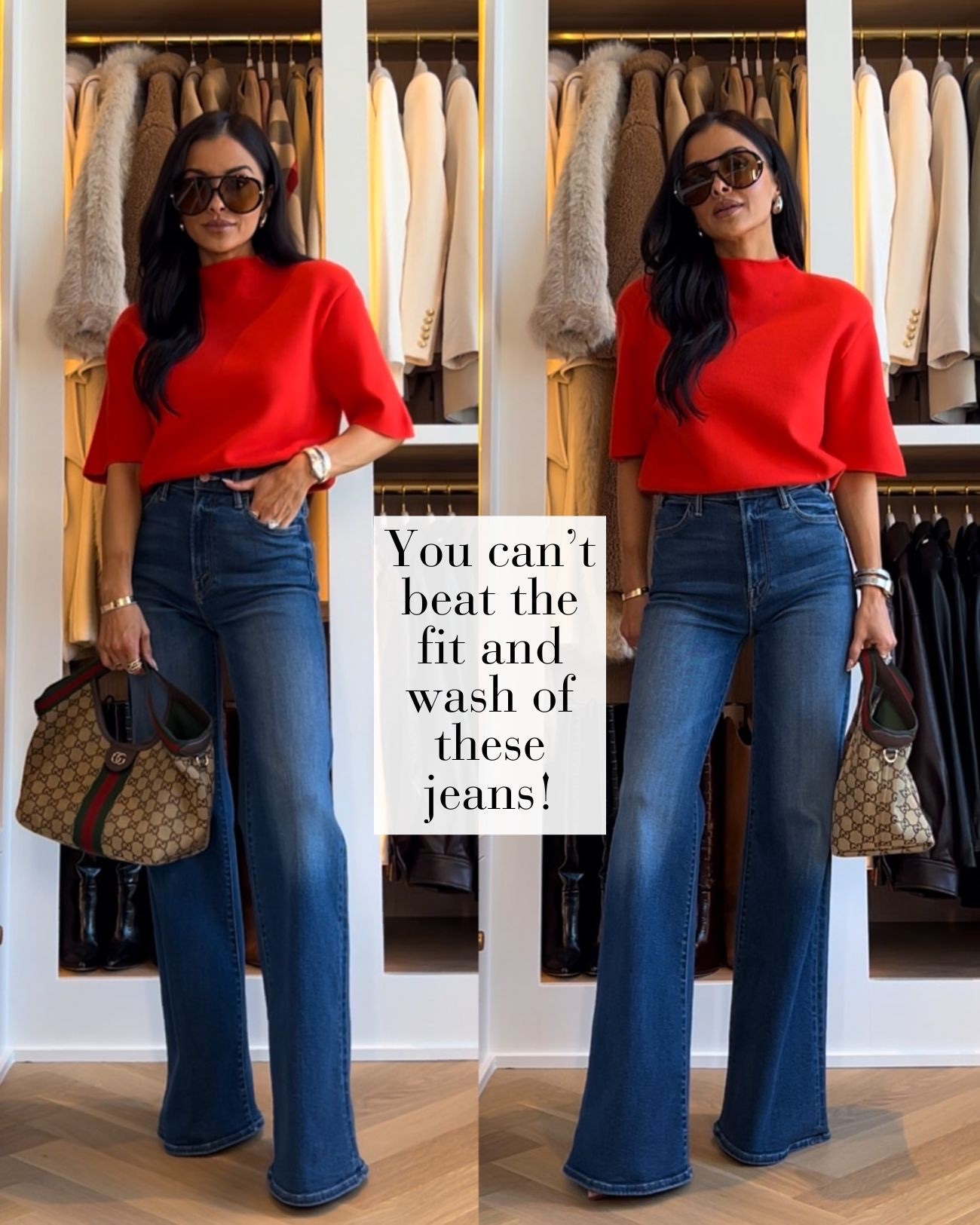 Zara new arrivals 
Zara red sweater under $50 Wearing an XS
Mother jeans wearing a 24
Gucci Giglio bag size small
Amazon sunglasses 



#LTKOver40 #LTKPetite #LTKootd