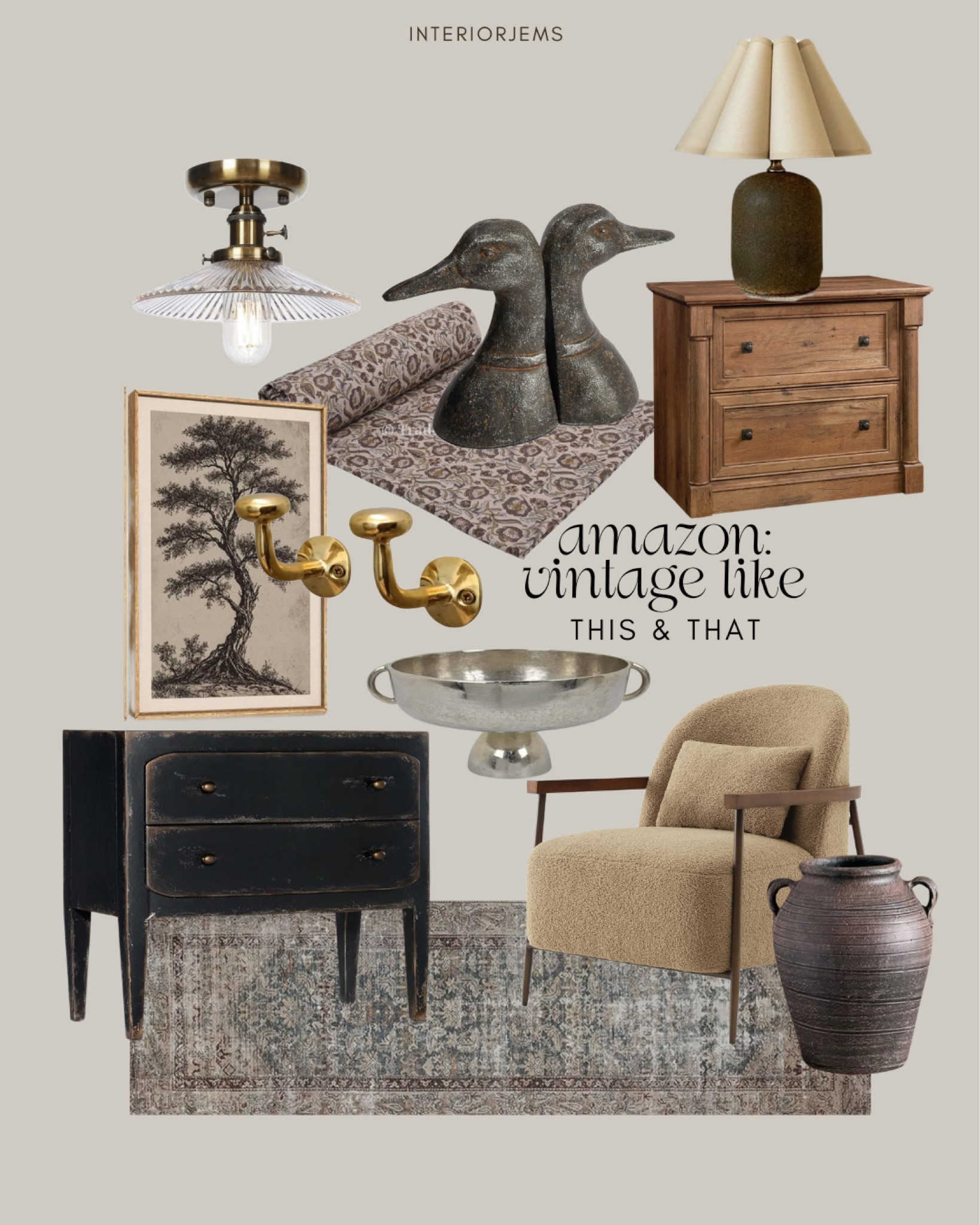 Amazon vintage like decor, furniture, accent chair, lounge, chair, nightstand, chest of drawers, framed, and ready, art, ceiling, light, pendant, light, vintage like rug

#LTKSaleAlert #LTKHome #LTKStyleTip