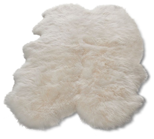 Animal Inspirations Sheepskin Shag Area Rug, Rectangle, White, 2'x3' | Houzz 