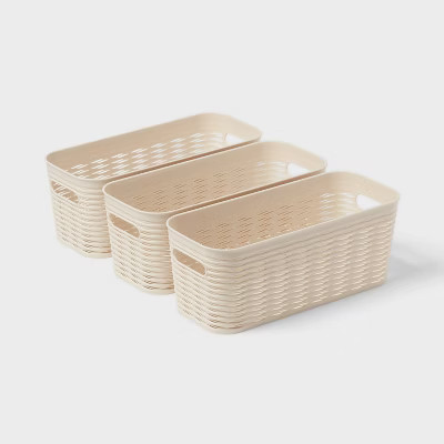 3pk Wave Half Medium Decorative Baskets Cream - Brightroom™ | Target