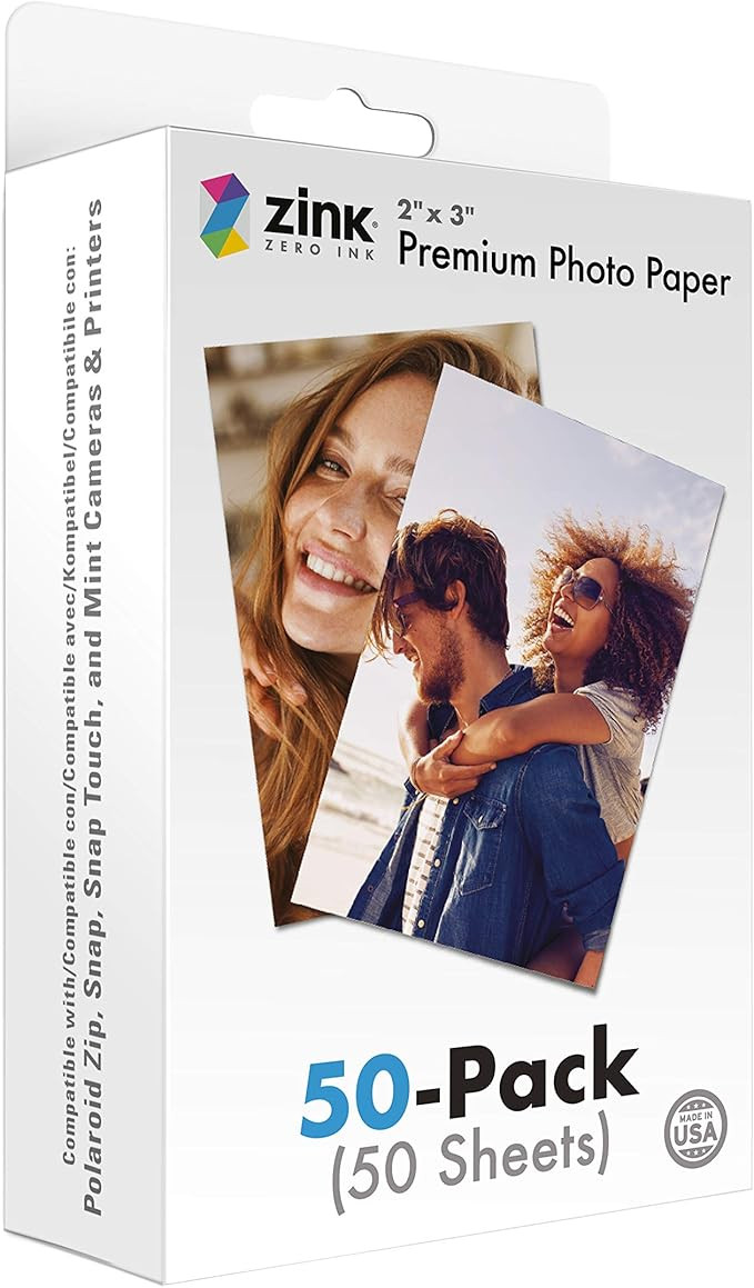 Zink 2"x3" Premium Instant Photo Paper (50 Pack) Compatible with Polaroid Snap, Snap Touch, Zip a... | Amazon (US)