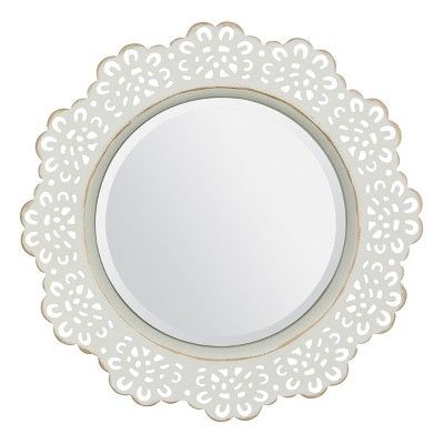 12.5&#34; Floral Metal Lace Wall Mirror Ivory - Stonebriar Collection | Target
