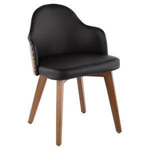LumiSource Ahoy 18" Bamboo and PU Leather Dining Chair in Walnut/Black | Homesquare
