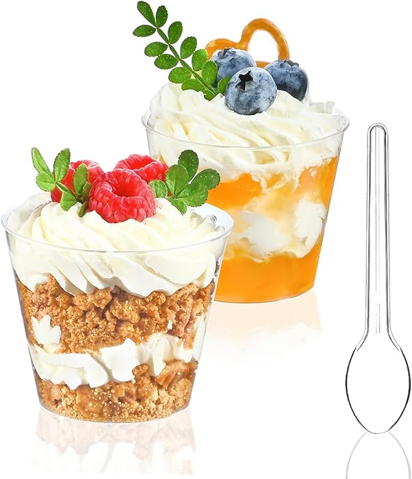 TOFLEN 50 Pack 5 oz Mini Dessert Cups with Spoons, Round Cake Cups Party Serving Cups for Parfait... | Amazon (US)