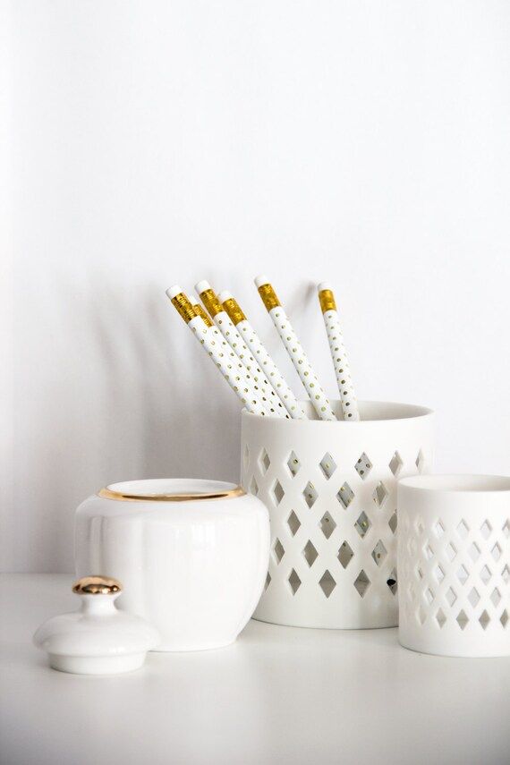 Gold Foil Swiss Dot Pencils, Set of 6 | Etsy (US)