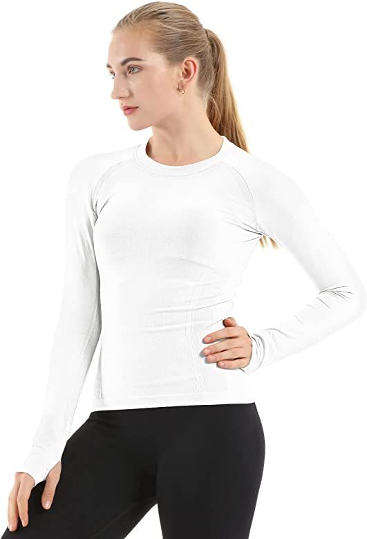 MathCat Seamless Workout Shirts for Women Long Sleeve Yoga Tops Sports Running Shirt Breathable A... | Amazon (US)
