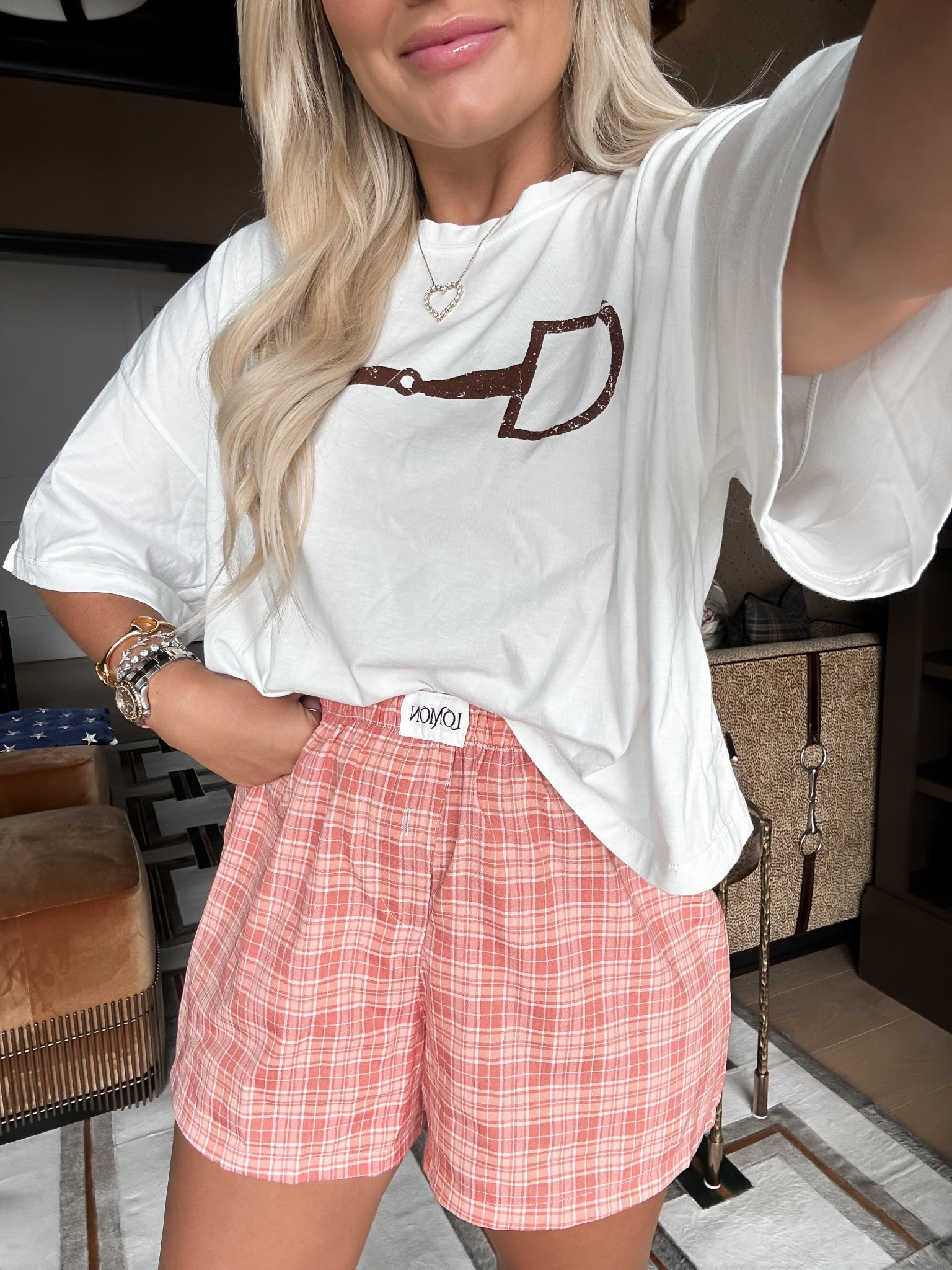 Obsessed with this horsebit tee / gucci inspired! Wearing size small tee, medium shorts! 
Use code WHITNEY20 for 20% off tee!

#LTKPetite #LTKFindsUnder50 #LTKSeasonal