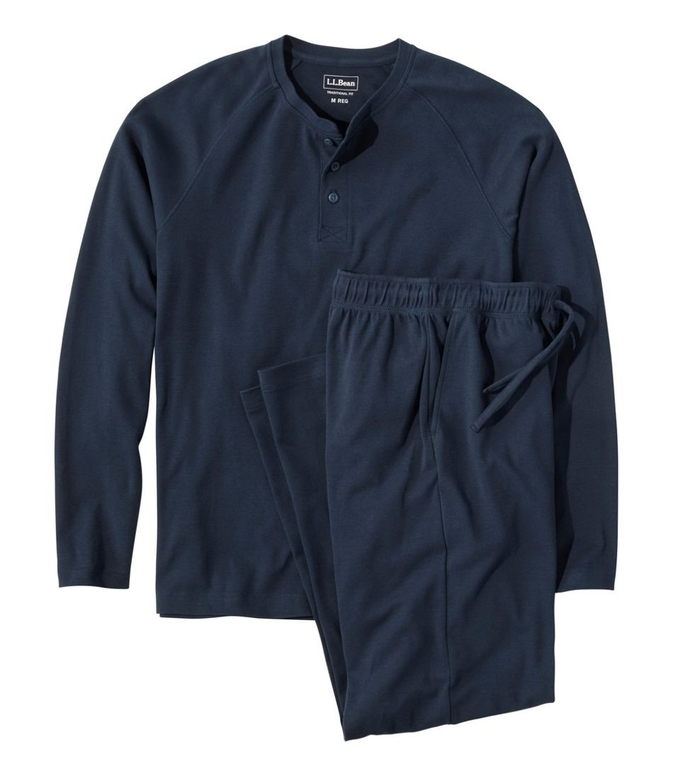 Men's Bean's Cotton Knit Pajamas, Henley PJ Set | L.L. Bean