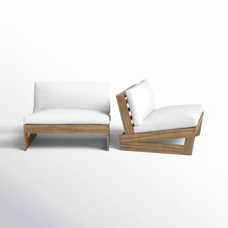 Louise Acacia Outdoor Armless Lounge Chair with Cushion (Set of 2) | Wayfair North America