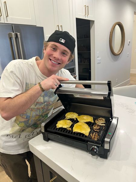 We got this grill for our wedding and loved having it in our apartments! It’s still our favorite thing if you want to grill indoors. It’s super easy to clean too!