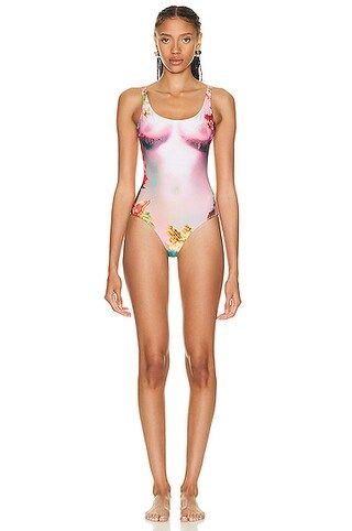 Printed Body Flowers Swimsuit | FWRD 