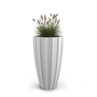 Sedona 28 in. Tall Self-Watering White Polyethylene Planter | The Home Depot
