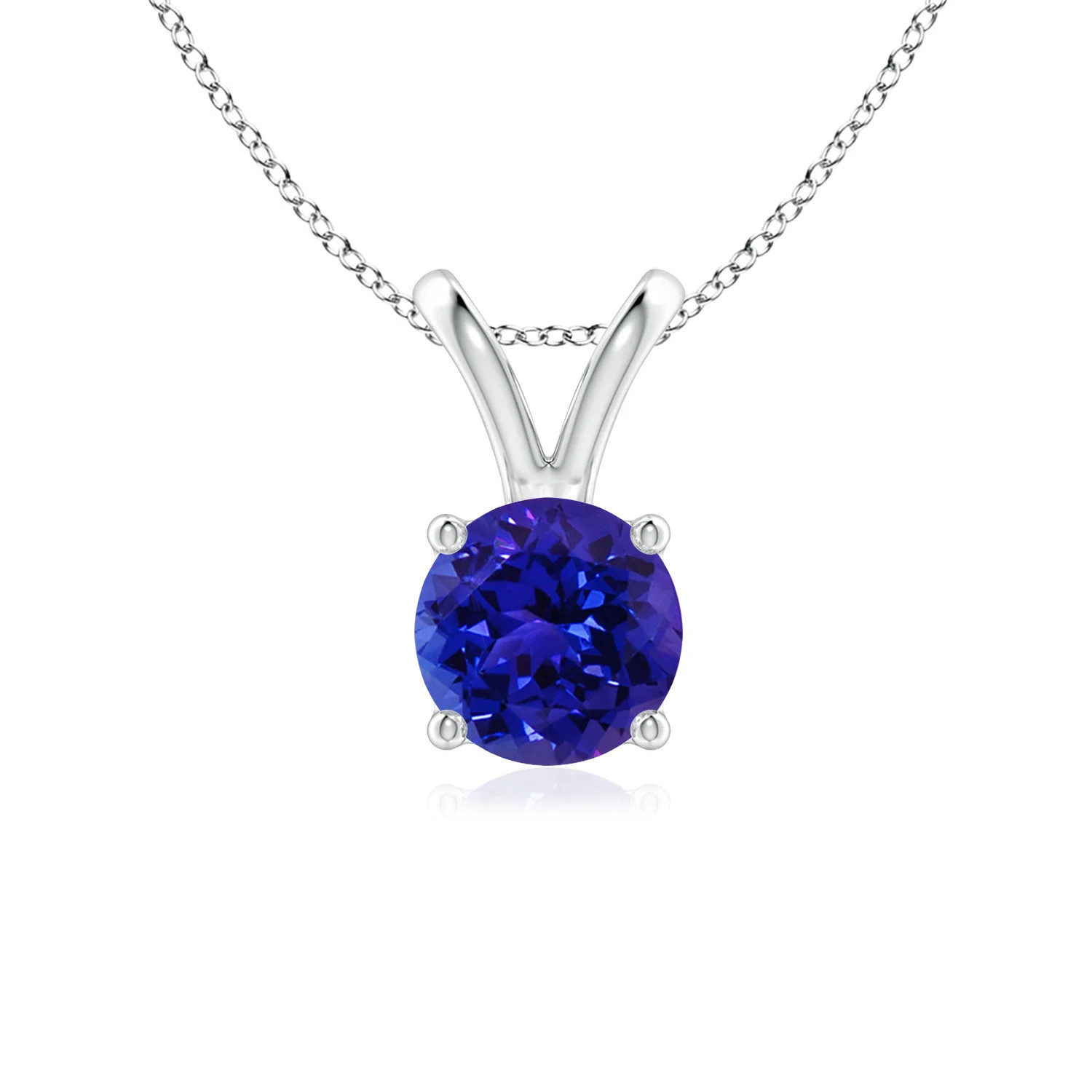V-Bale Round Tanzanite Solitaire Pendant | Angara Inc.