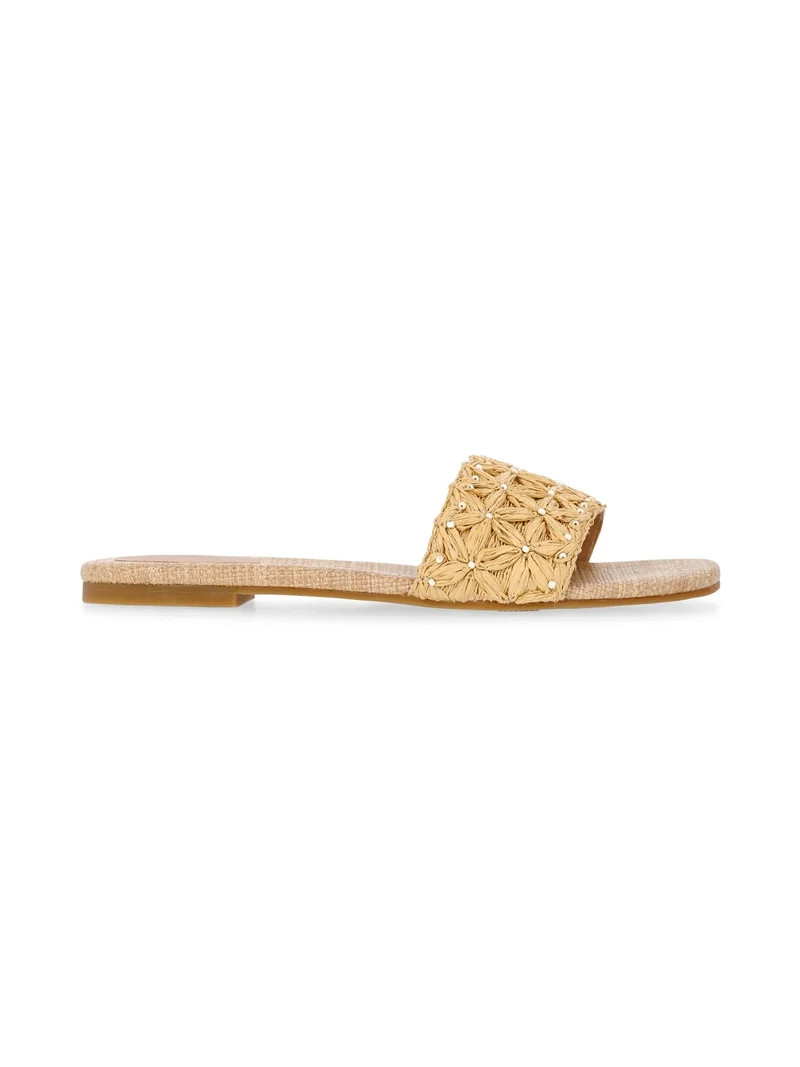 Time and Tru Women's Raffia Slide Sandals | Walmart (US)