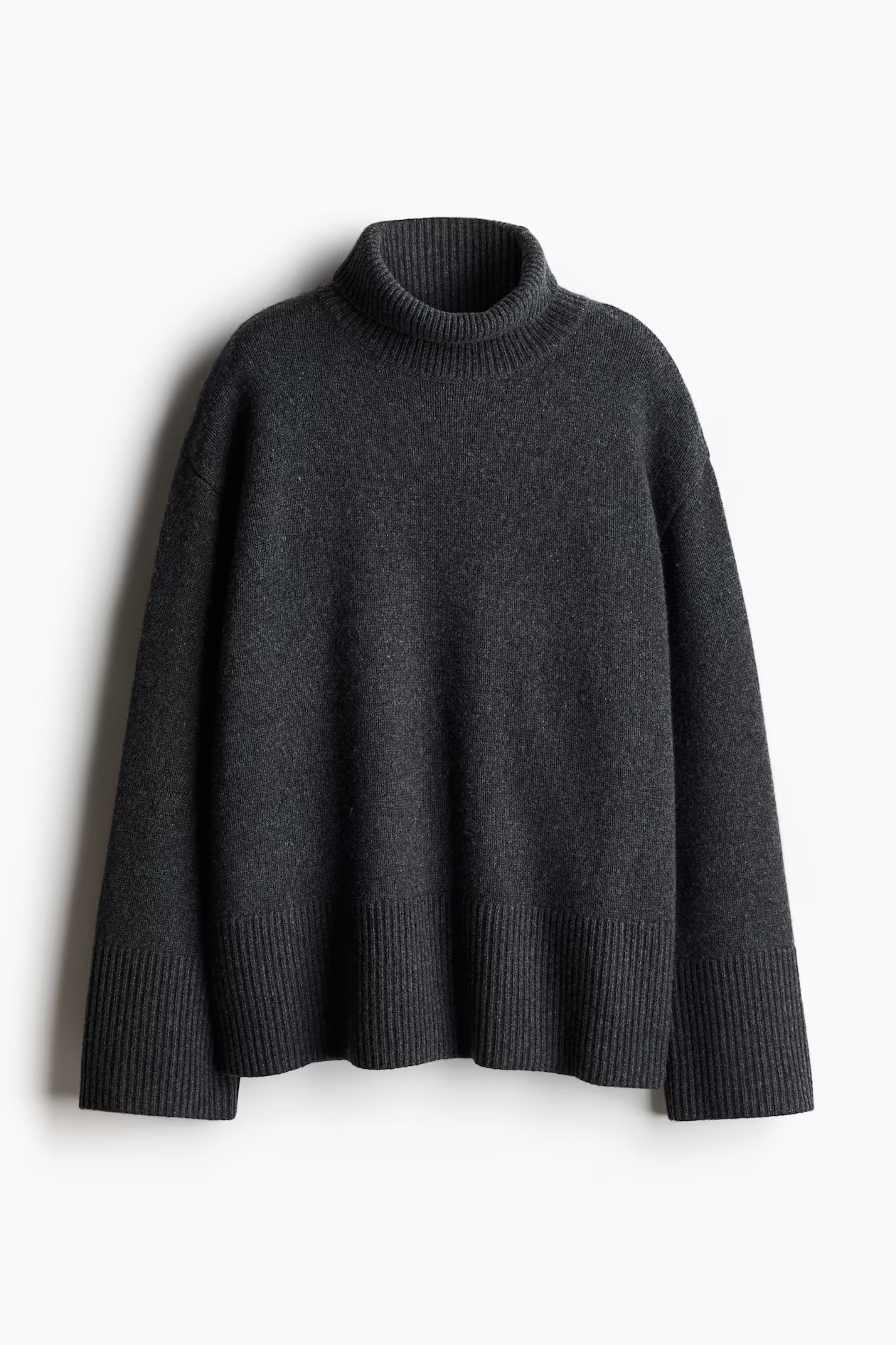 Cashmere-blend polo-neck jumper - Dark grey marl - Ladies | H&M GB | H&M (UK, MY, IN, SG, PH, TW, HK)