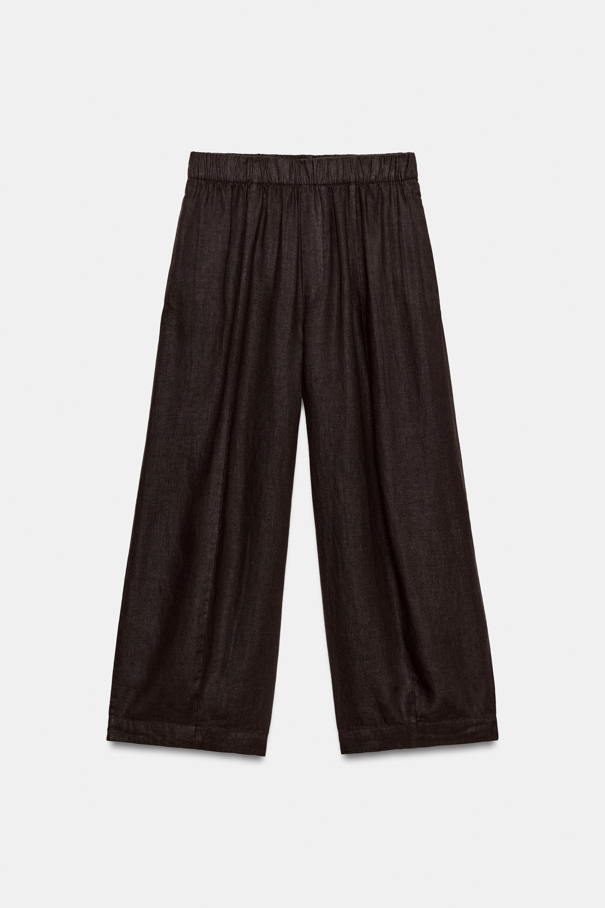 ZW COLLECTION LINEN BARREL PANTS | Zara US