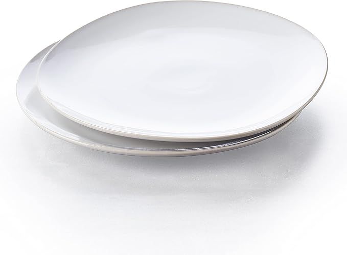 Keltum Glazed Stoneware Cotton White 11" Dinner Plate, Set of 2 | Amazon (US)
