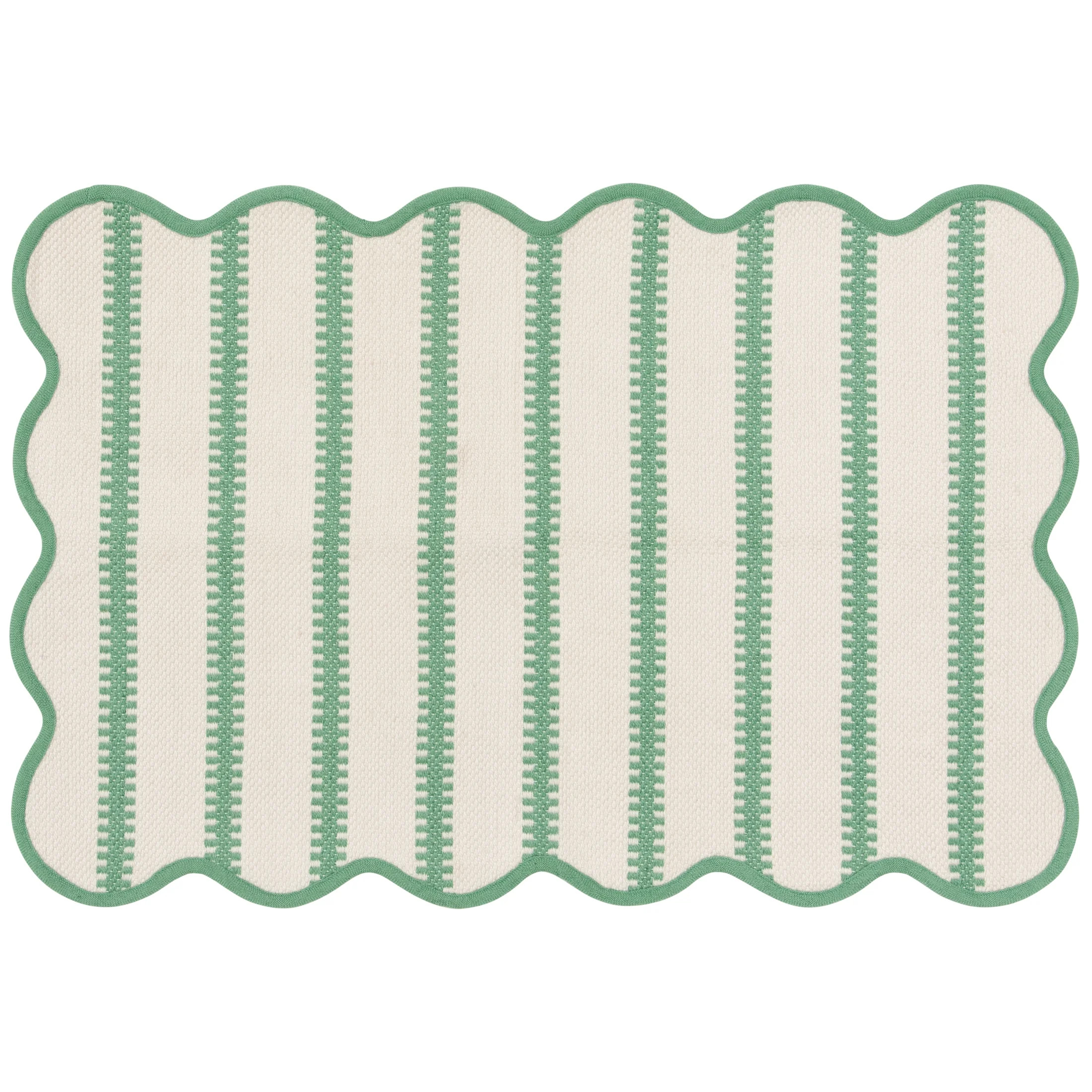 Mainstays by Becky G. &amp; Alejandra Polyester Scallop Layering Rug, Green Stripe, 24&quot; x 36&quot; | Walmart (US)