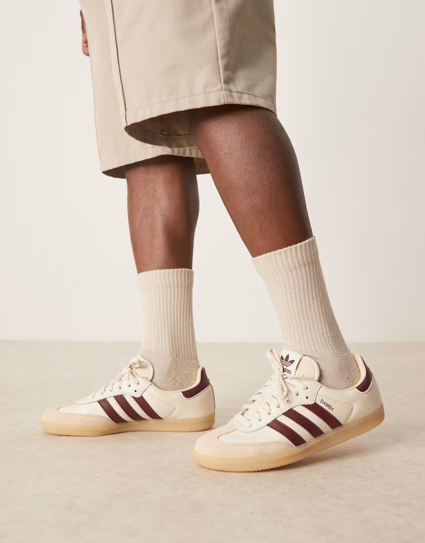 adidas Originals Samba OG trainers in cream and burgundy-White | ASOS (Global)