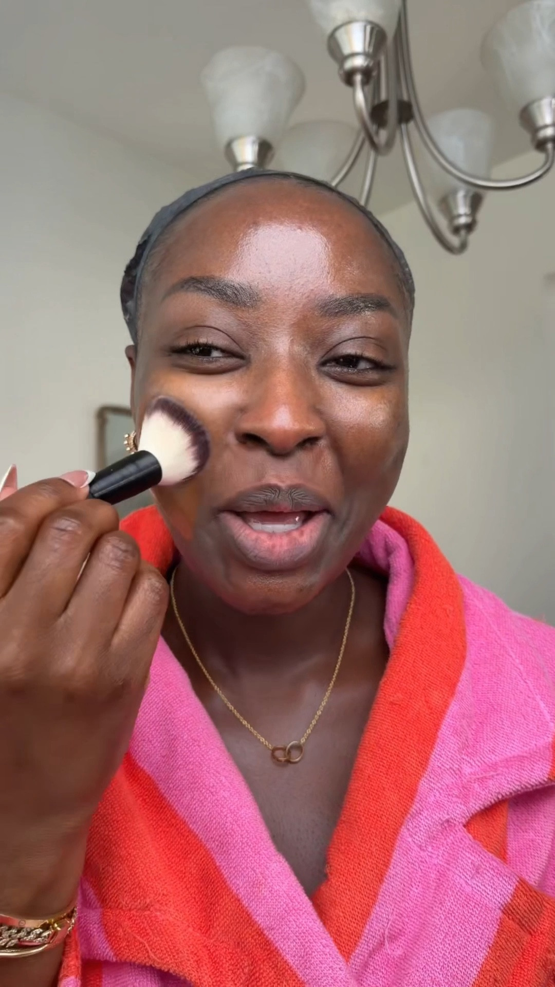 OK, 29D matches the inner part of my face, but it’s not gonna work once I blend it to the outer parts of my face, so I’m going to stick with 30 D in the LAWLESS foundation.

#LTKBeauty