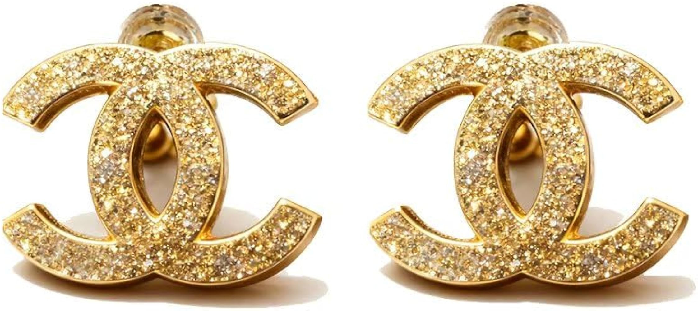 Designer Gold Stud Earrings, Crystal Rhinestone Embellished, Fashion Jewelry | Amazon (US)