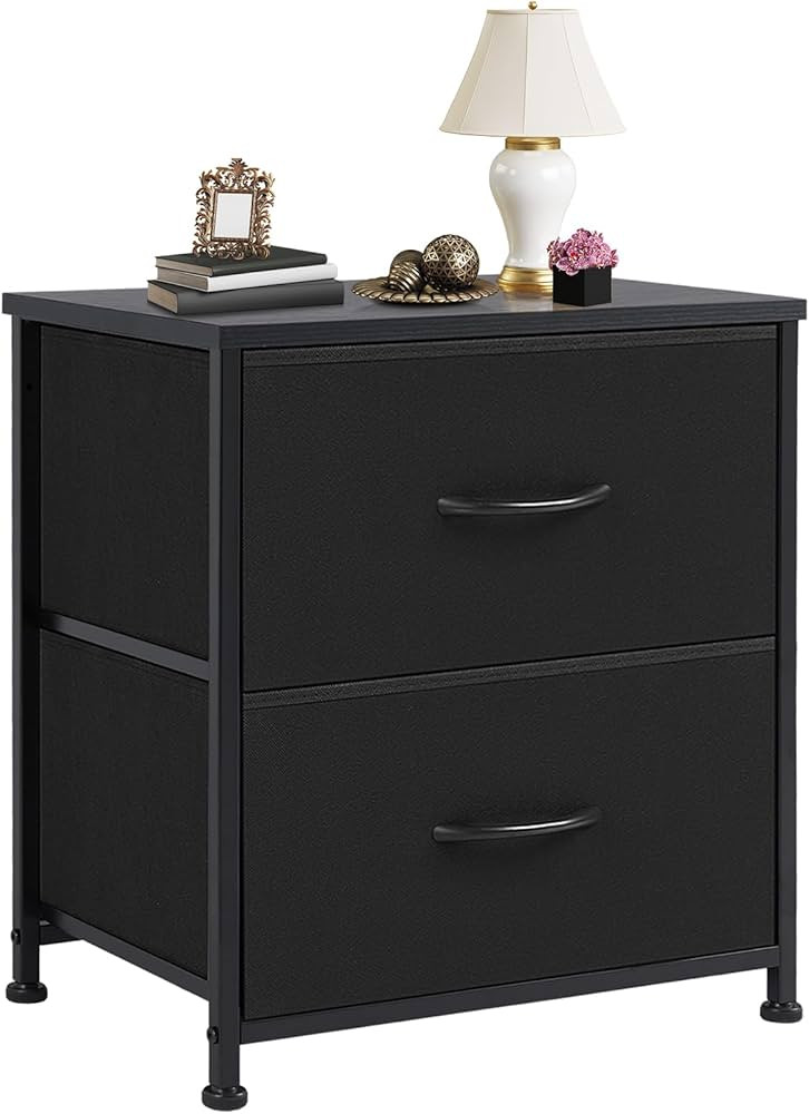 DUMOS Nightstand Small Dresser with 2 Fabric Drawers Side Tables Bedroom End Table Bedside Storag... | Amazon (US)
