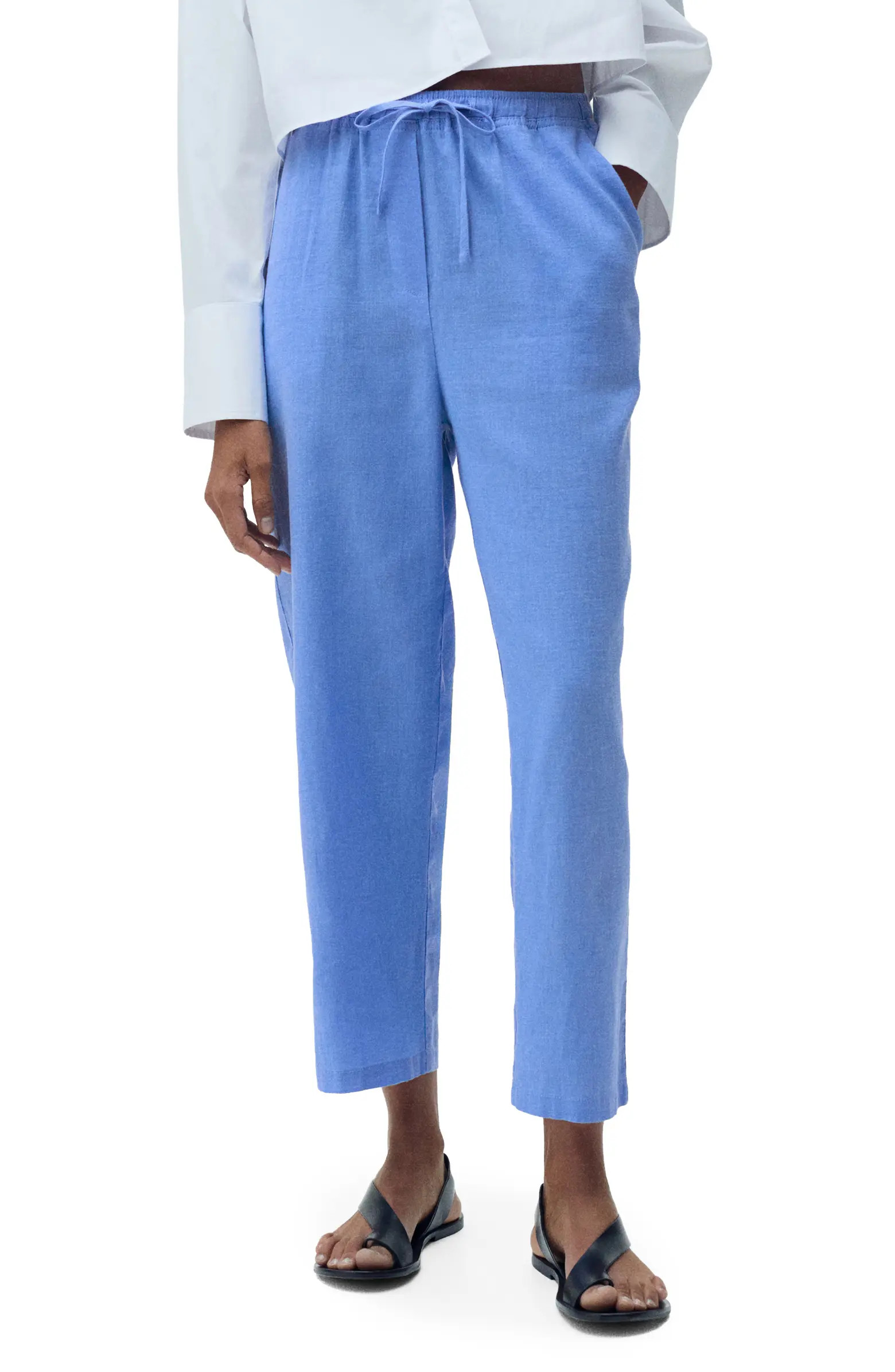 MANGO Linen Drawstring Pants | Nordstrom | Nordstrom