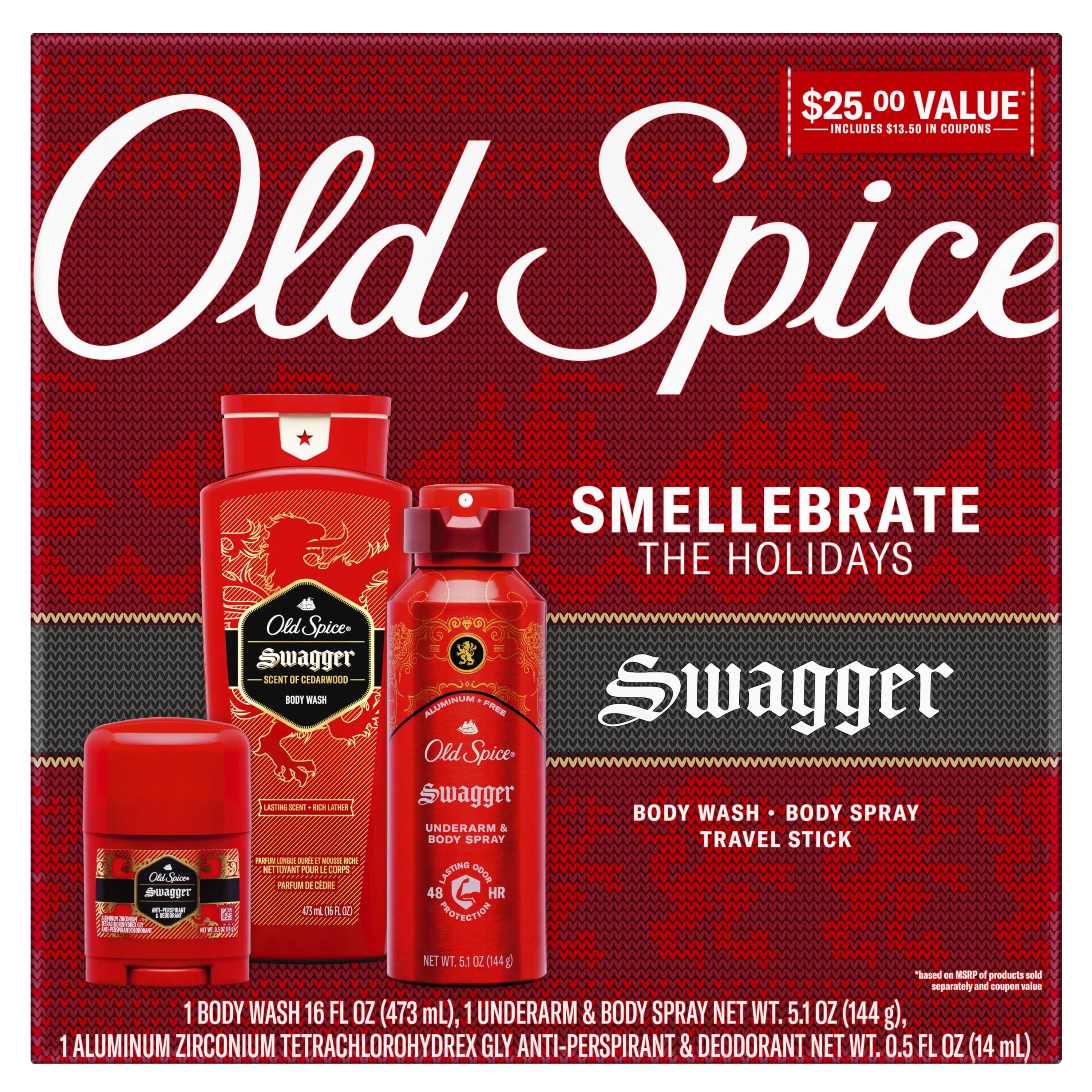 ($25 Value) Old Spice Swagger Holiday Gift Pack includes Bodywash, Body Spray, and Travel Deodora... | Walmart (US)