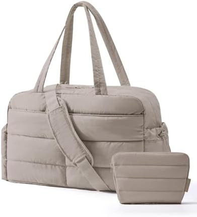 BAGSMART Gym Bag for Women, Lightweight Puffer Duffle Bag 2-PC Travel Bag, 31L Weekender Overnigh... | Amazon (US)