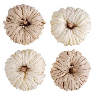 Cream & Natural Paper Raffia Pumpkins by Ashland® | Michaels Stores