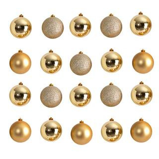 Nearly Natural 3 in. Shatterproof Holiday Christmas Ornament Set with Re-Useable Storage Containe... | The Home Depot